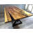 Geraro Free Form Solid Wood Top with Iron and Steel Base Dining Table