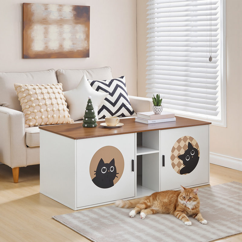 Cat Litter Box Enclosure Furniture, Walnut