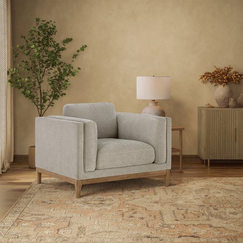 Détails par Becki Owens, chaise en tissu Renee avec base en bois, gris