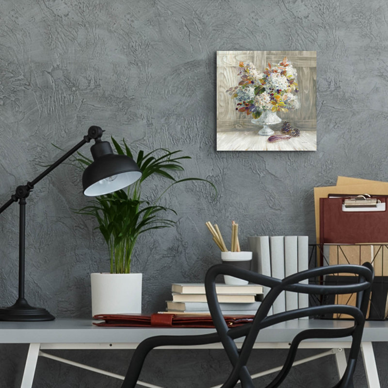 «Rustic Florals White» par Danhui Nai, art mural en verre acrylique, H 12 po x l 12 po x P 0,13 po