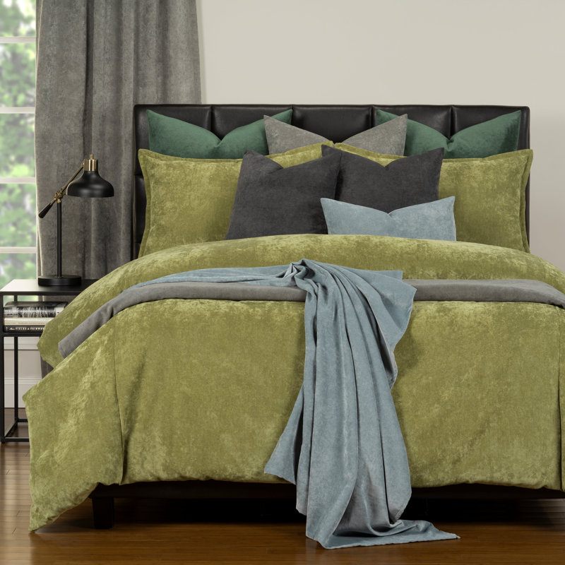 Polyester Channel Duvet Cover & Insert, Full/Double Duvet Cover + 6 Additional Pieces, Olive