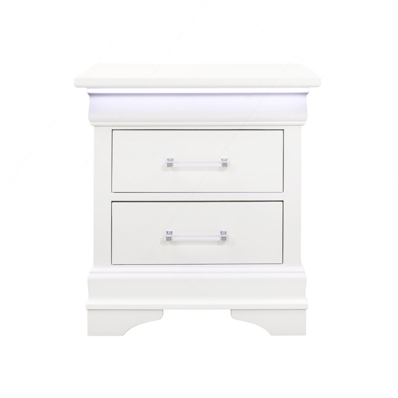 Table de chevet blanche avec DEL Charlston, Blanc