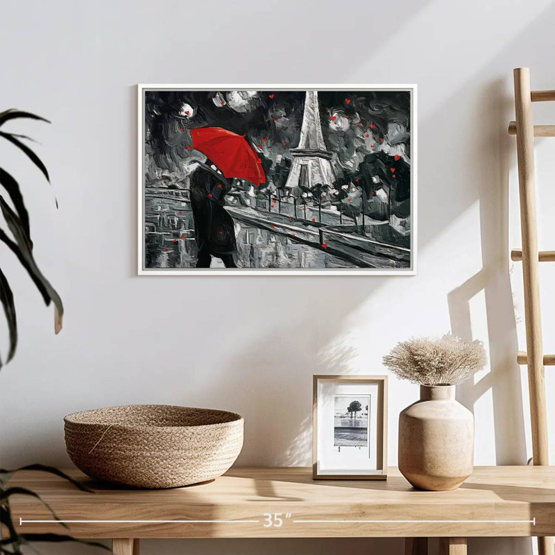 Paris Night Couple Pop, Cadre flottant blanc, 19 po x 13 po