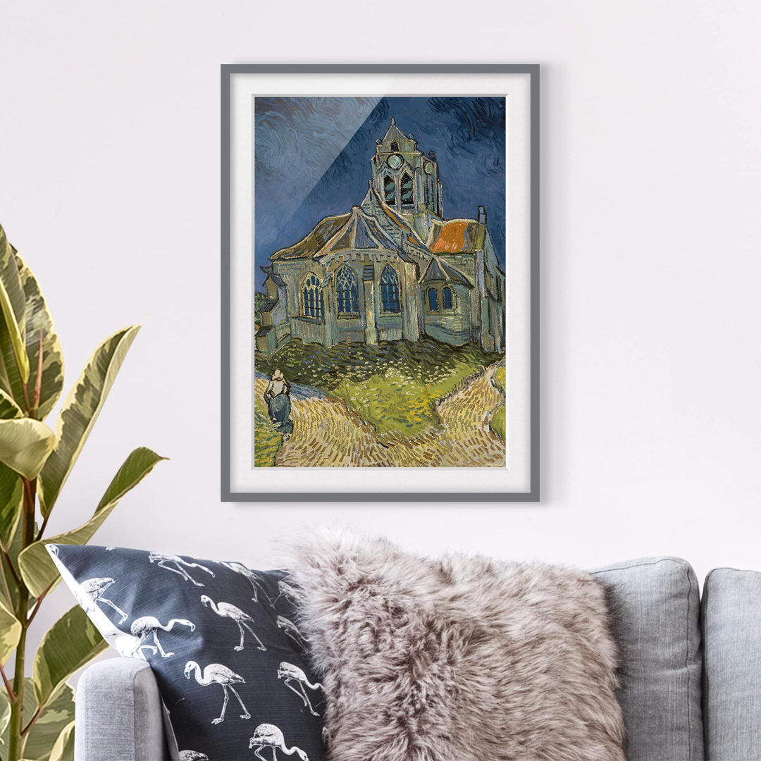 Gerahmtes Papierbild Kirche Auvers-sur-Oise von Vincent van Gogh