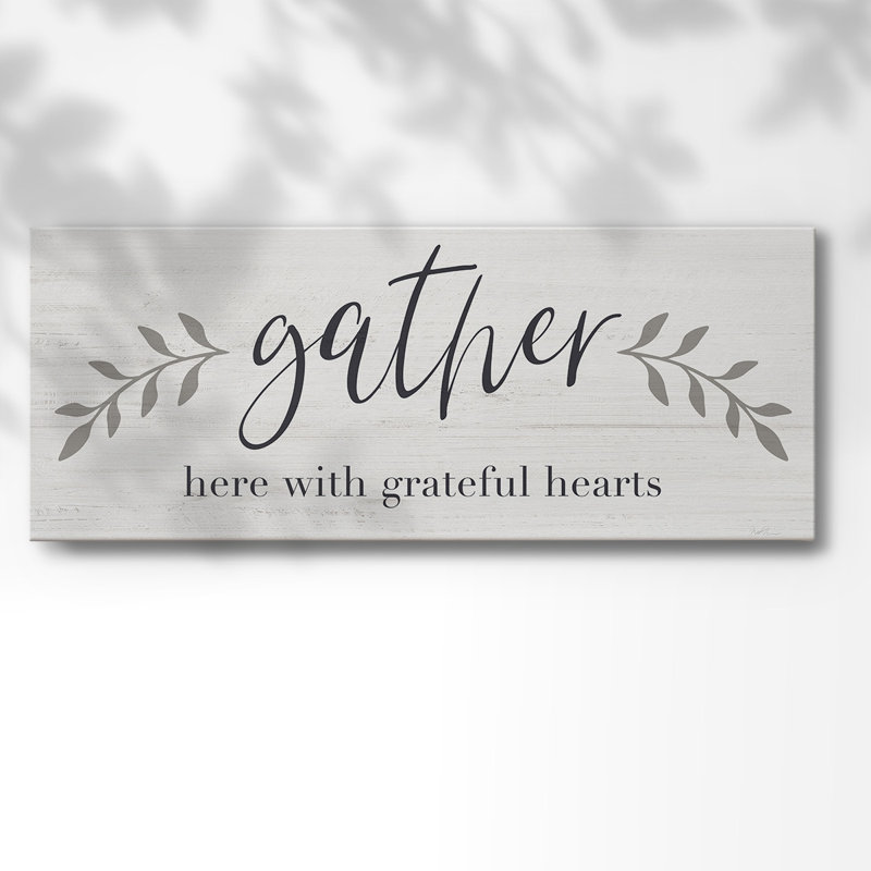 «Grateful Hearts on Canvas», art textuel, H 20 po x l 50 po x P 1,5 po