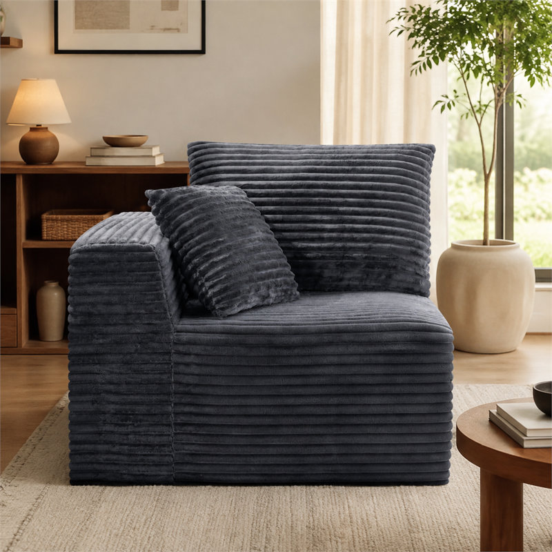 Armless Corduroy Modular Floor Sofa, Gray