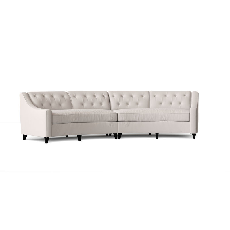 Charlotte Upholstered Curved Sectional Symmetrical, Lena White, Black, Feather/Down
