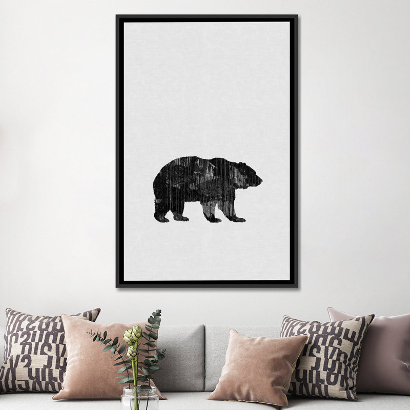 «Bear», impression sur toile, H 60 po x l 40po x P 1,5 po, Toile avec cadre noir, Pas de tapis