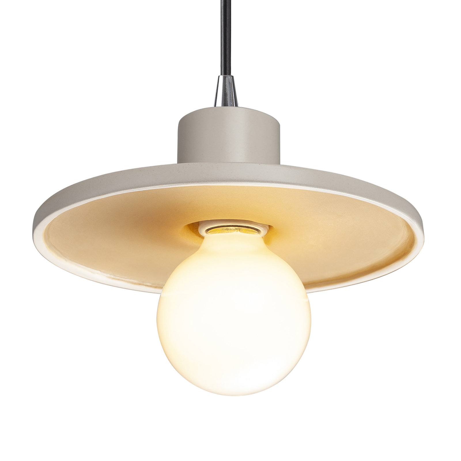 Marlena Dimmable Single Light Pendant, Matte White/Champagne Gold, Polished Chrome