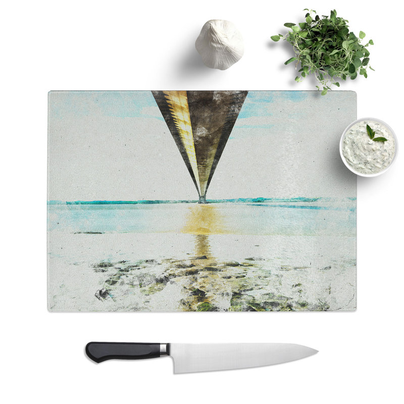 Humber Bridge Watercolour Chopping Board, 0.4cm H x 28.5cm W x 39cm L