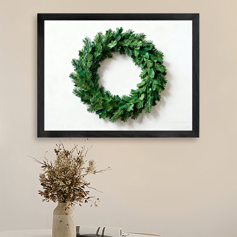 Couronne de Noël rétro noire, art mural, impressions de style rétro, H 9 po x l 11 po