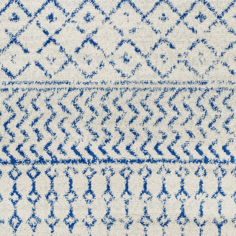 Bernhard Global Blue/Ivory Area Rug, Oval 4' x 6'