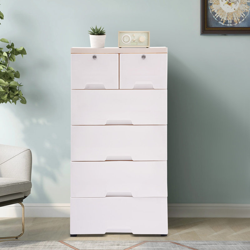 Regnold 6 Drawer Storage Drawer Lockable, White
