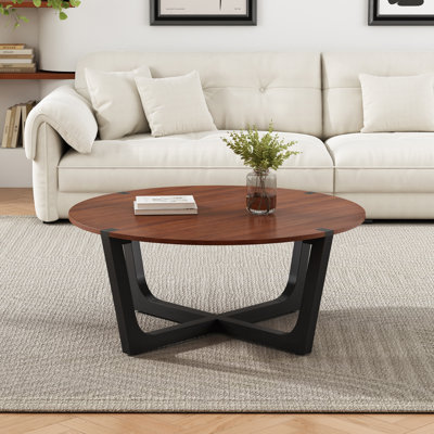 Gatlin Acacia Wood Coffee Table With X-Shaped Base by George Oliver