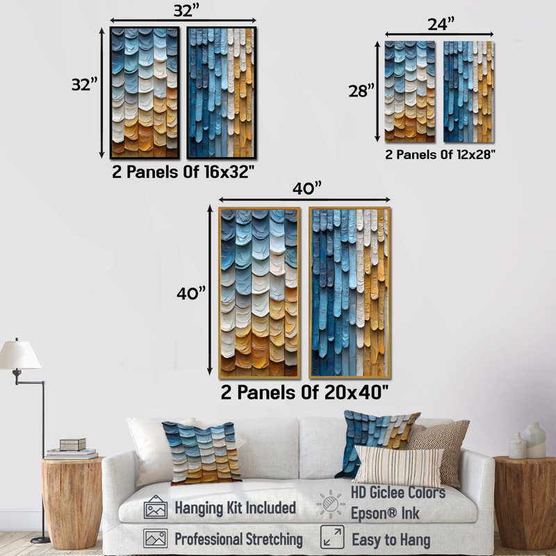 Ensemble de 2 pièces de tuiles abstraites vertes de style Serenade sri-lankaise I - Boho Tiles, H 28 po x l 24 po