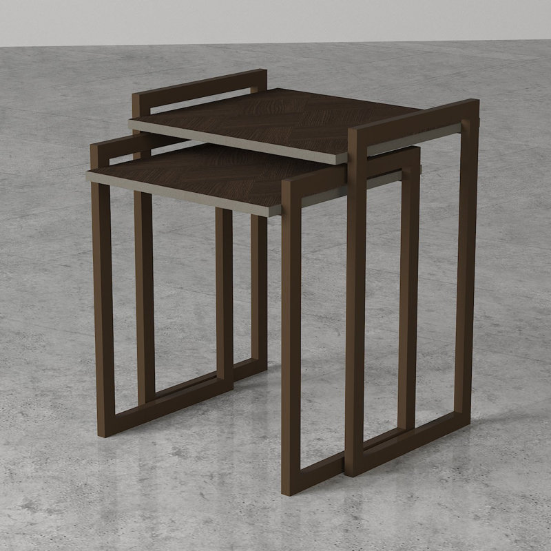 Addiline 2 Piece Metal Legs Nesting Table Set