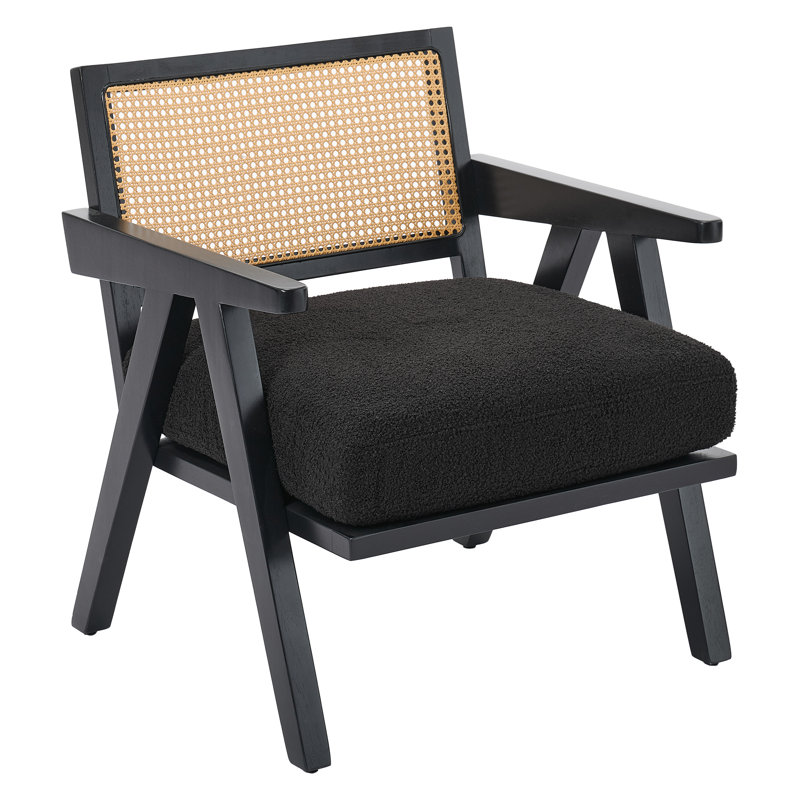 Upholstered Accent Chair, Black Teddy, Black