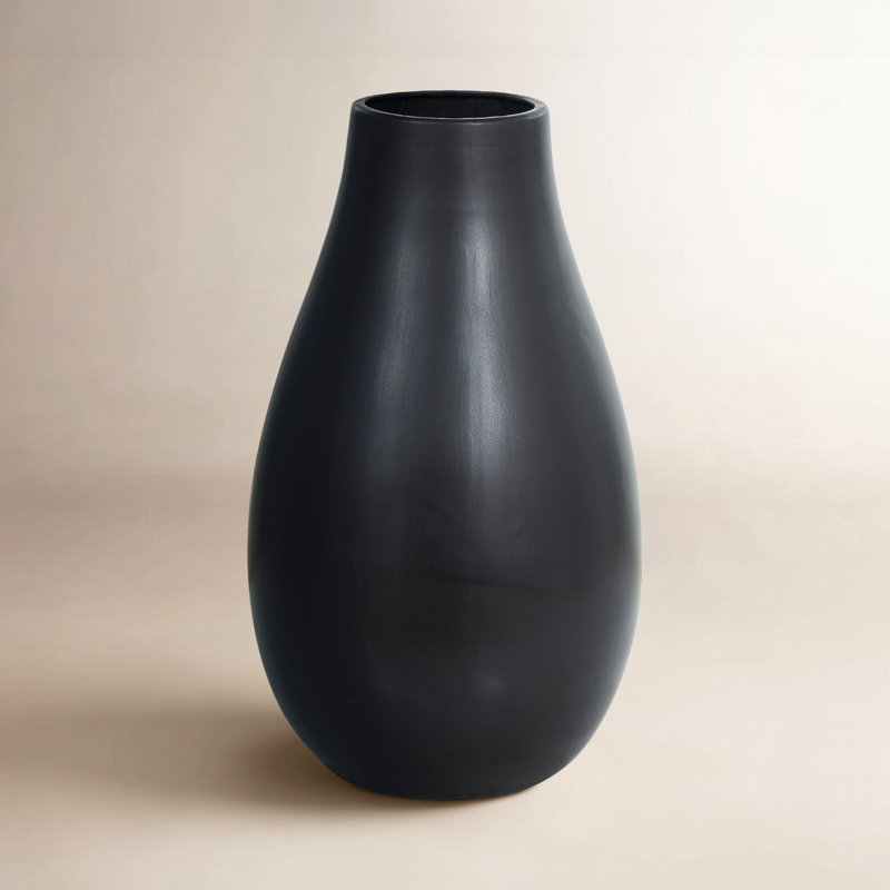 Vase de table en céramique Mable, Noir, H 27,5 po x L 15,5 po x l 15,5 po