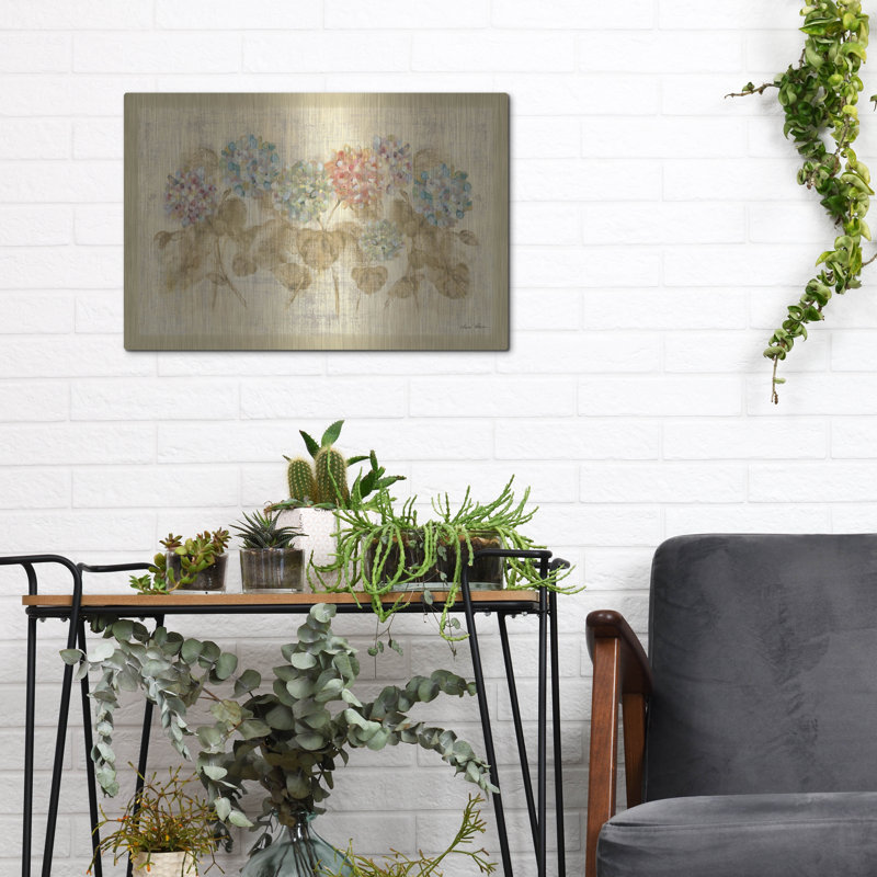 Art mural en métal House of Hampton® «Row Of Hydrangea» par Cheri Blum, H 12 po x l 16 po