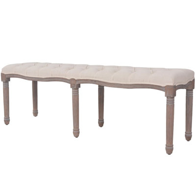 Banc rembourré pour salle à manger en lin massif