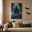 «Dark Gothic Castle on Rocky Island Under Giant Halloween», art mural sur toile-1180815579
