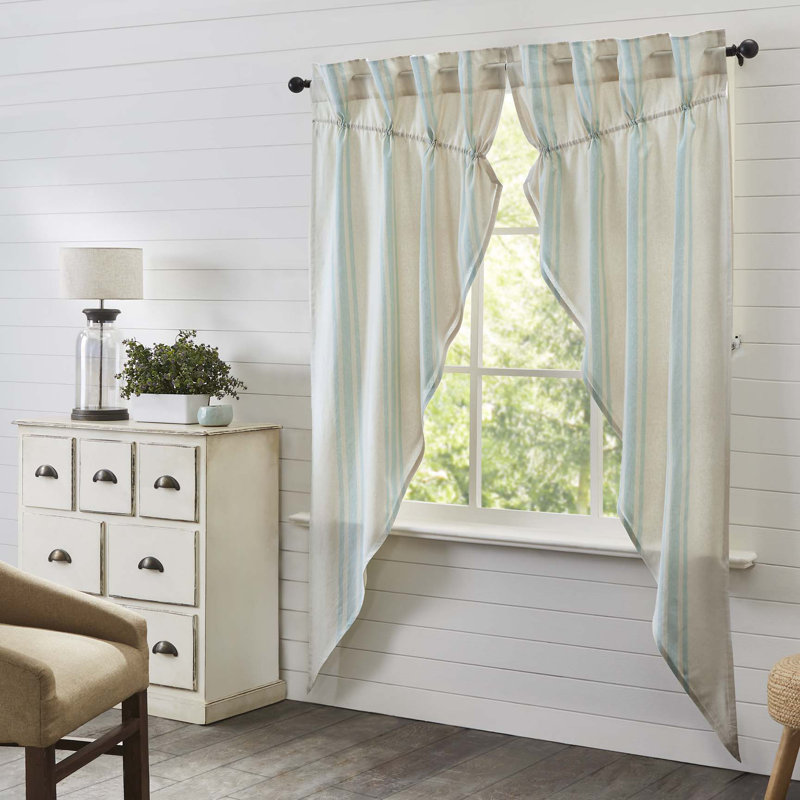 Tana Cotton Blend Room Darkening Curtain Panel Pair, Aqua, 36" W x 63" L