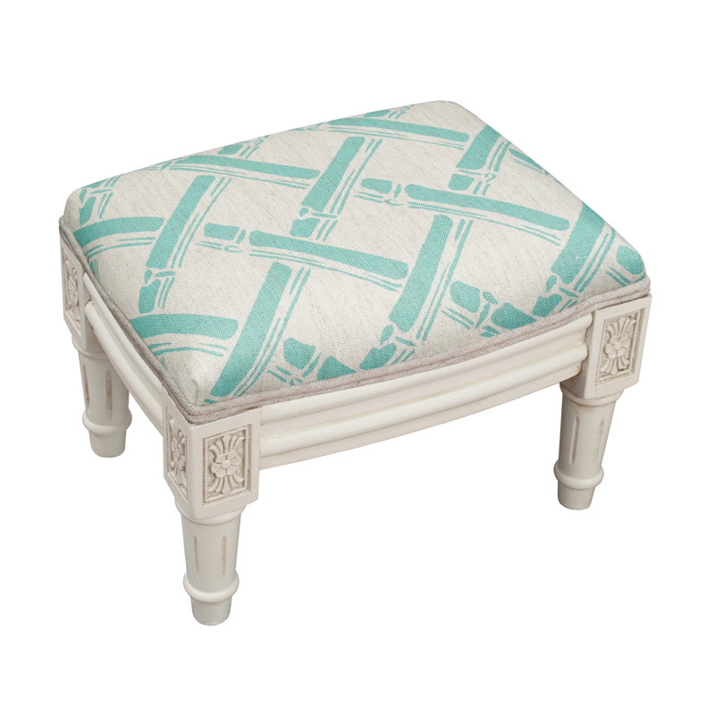 Zackery Upholstered Ottoman, Aqua