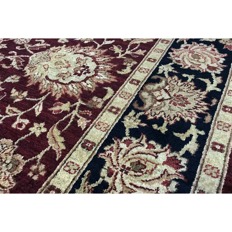 Sultanabad Wool Oriental Area Rug in Red/Navy/Beige