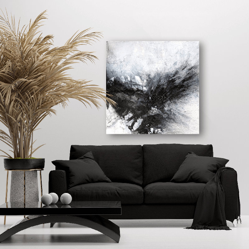 Black & Gray III - Artist Enhanced Canvas Print, 48" H x 48" W x 1.5" D, Wrapped Canvas