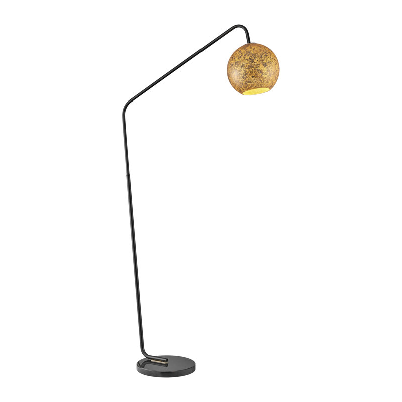 Lampe sur pied arquée 66 po Irmine, Noir / or, Or