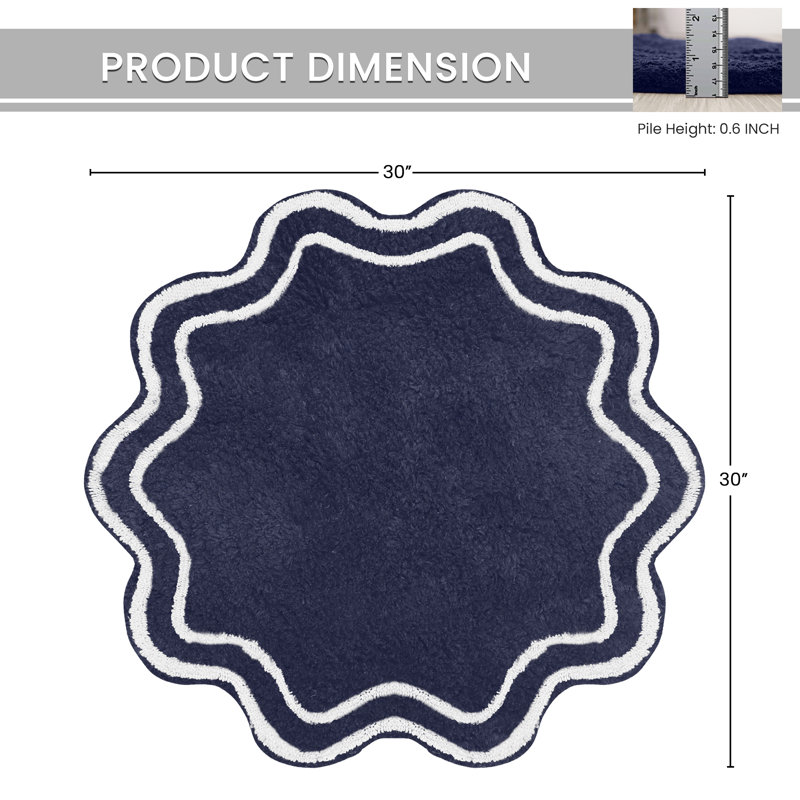 Tapis pour salle de bain Dobrinka, Marine, 30 po (rond)