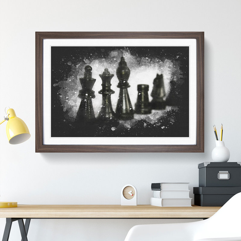 Chess Pieces Vol.1 - Picture Frame Painting, 27cm H x 36cm W x 2cm D, Walnut Framed
