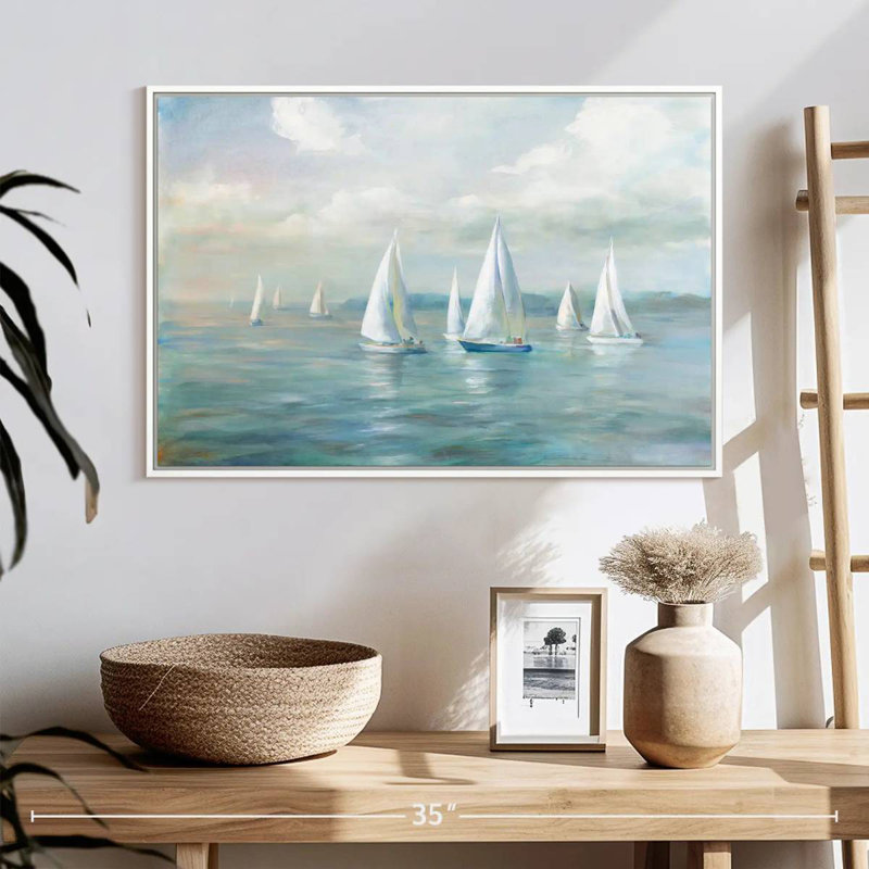 En route pour l'océan, Cadre flottant blanc, 25 po x 17 po