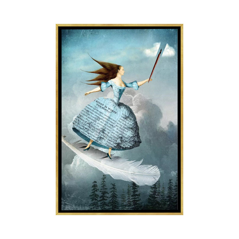 «Knight of Swords» par Catrin Welz-Stein - impression d'art graphique, H 48 po x l 32 po x P 1,5 po, Toile encadrée d'or