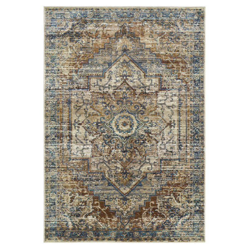 Tapis rectangulaire contemporain, transitionnel, oriental, texturé et vieilli 7 pi 10 po x 10 pi 10 po