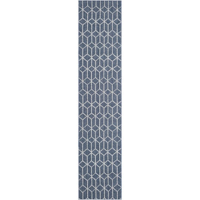 Tapis de couloir contemporain Ohanlon de couleur bleu marine