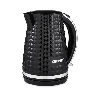 GEEPAS Argyle 1.7L Cordless Electric Kettle | Textured Kettle with 360° Rotational Base & Concealed Heating | Auto Shut Off Boil Dry Sensor | Space Saving Cord Storage and LED Indicator | 2200W