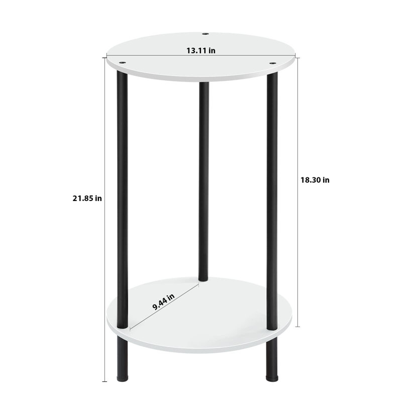 2 Piece Set Of Living Room Round Side Table, Space Decoration Table, White