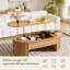 Table basse à plateau relevable avec compartiment caché, plateau de table ovale moderne, espace de travail ergonomique à hauteur réglable avec rangement spacieux, fabrication résistante aux égratignures