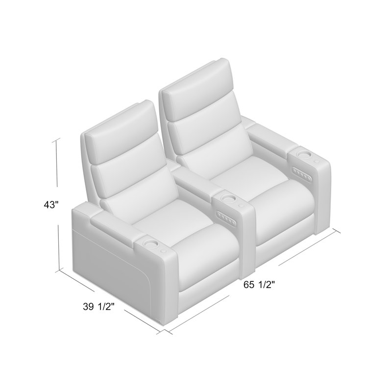 Siège de cinéma en rangée avec porte-gobelet de 65,5 po Dream HR Series, Espresso luxe