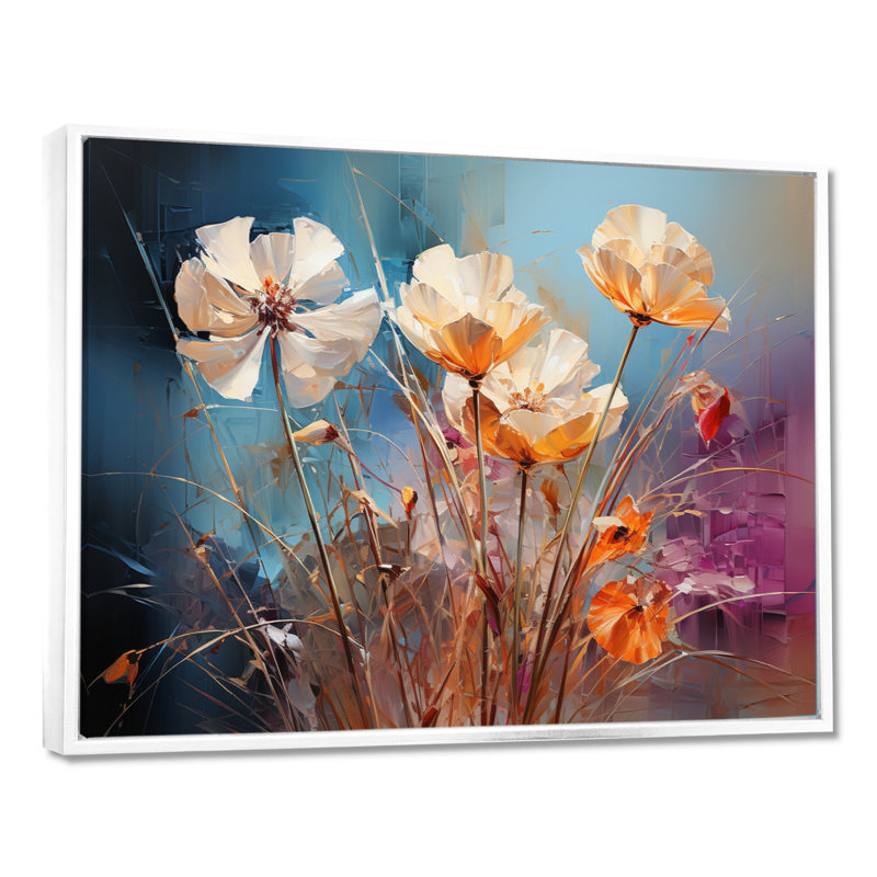 Weedman - coquelicot, salon d'art mural, H 24 po x l 32 po, Toile blanche avec cadre flottant
