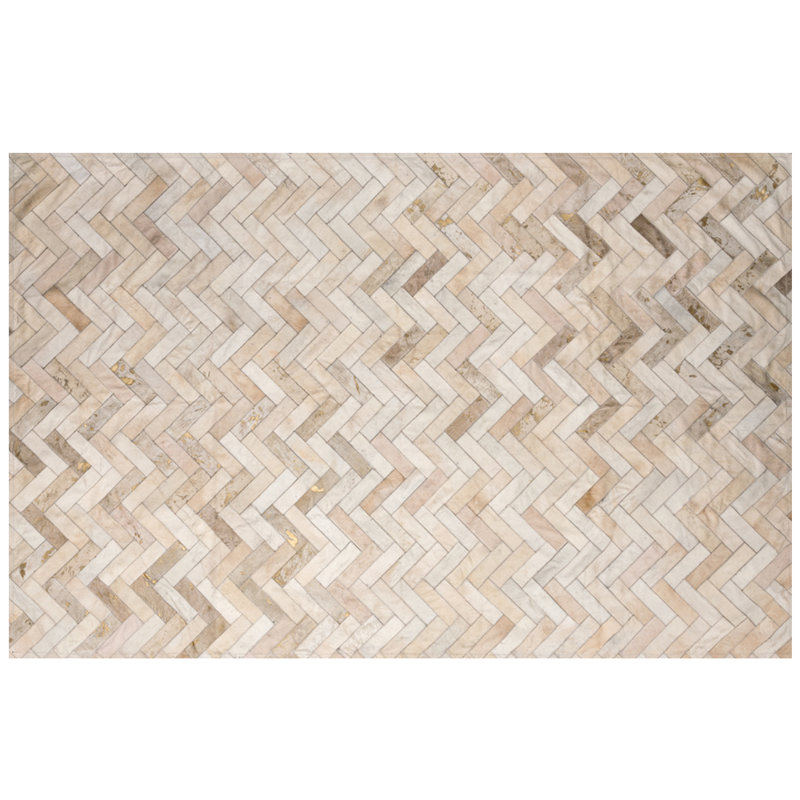 Tapis crème en cuir de vache Estrella, Rectangle 5 pi 3 po x 6 pi 7 po