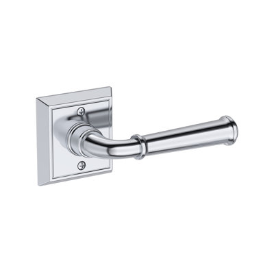 Dunsmoor Passage Lever with Chamfered Square Rose in Polished Chrome