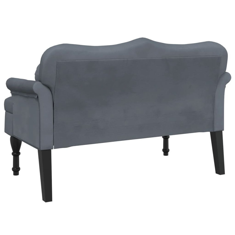Chineta 47” W Small Loveseat, Velvet Chesterfield Sofa, 2 Seater Couch for Living Room, Dark Gray