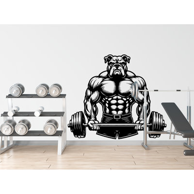 Bulldog gym décalcomanie murale Power Fitness Squat Decor Workout Art vinyle autocollants muraux de salle de bain Gym Workout Dog Motivation Cross-Fit 066DE