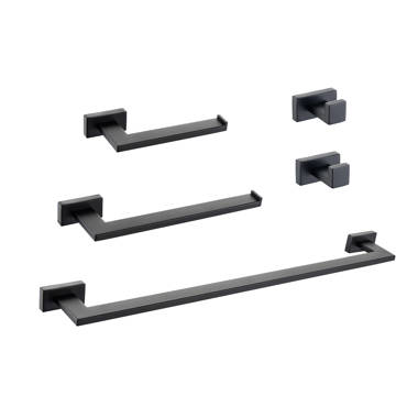 Hagies 6V-9T4I-F9R31 5 - Piece Bathroom Hardware Set Finish: Matte Black