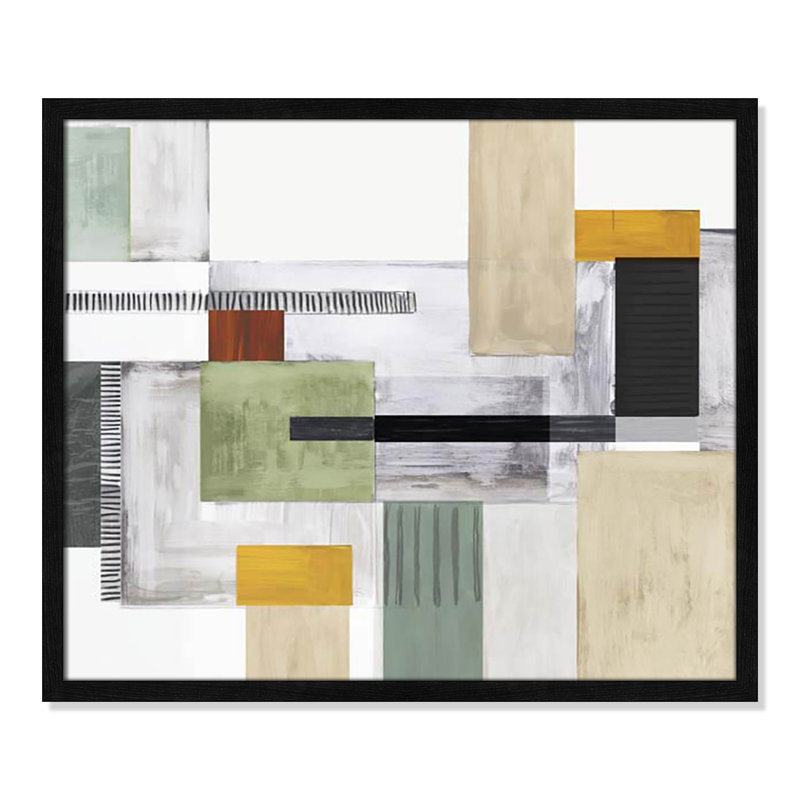 «Playful Blocks» par Tom Reeves, Pas de tapis, Cadre mince noir, H 21,5 po x l 25,5 po x P 0,75 po