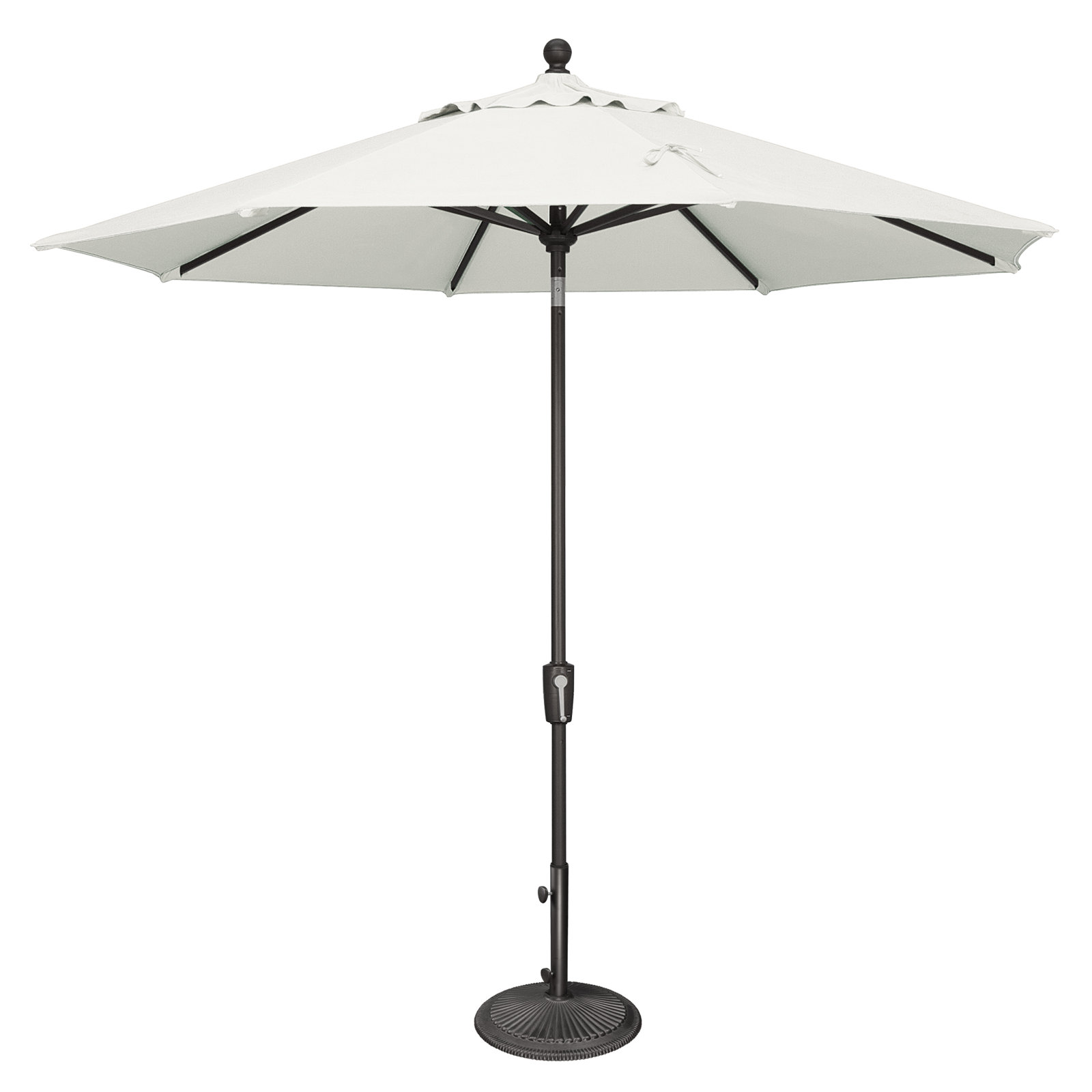 Launceston Market Umbrella, Black, Natural Sunbrella Acrylic, 101.7" H x 108" W x 108" D