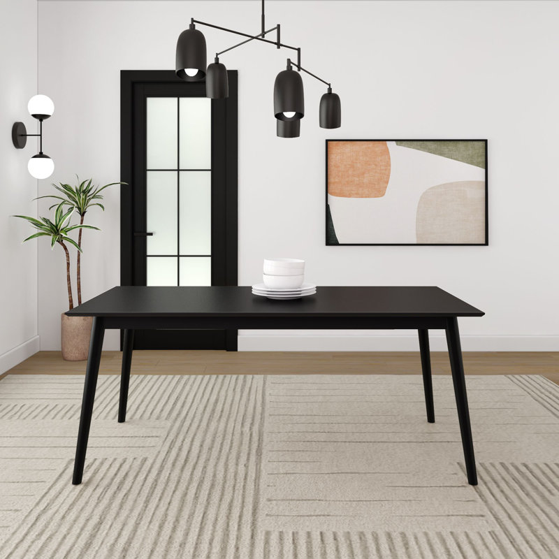 Leaford Solid Wood Dining Table, Black