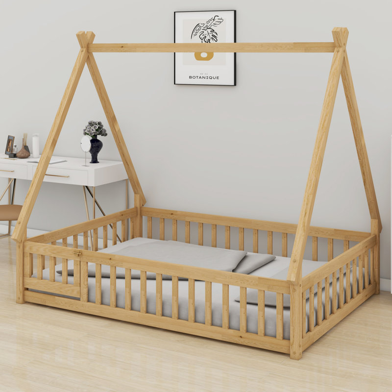 Lit pour enfant Montessori Teepee, Naturel, Lit double